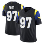 Choea LA.Rams #97 Poona Ford Player Black Midnight Rivalries Collection Limited Home Game Stitched Jerseys
