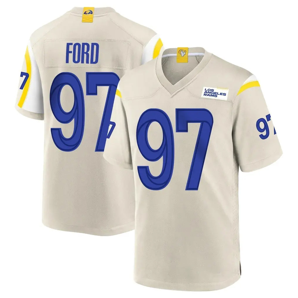 Choea LA.Rams #97 Poona Ford Player Bone Home Game Stitched Jerseys