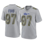Choea LA.Rams #97 Poona Ford Player Gray Atmosphere Fashion Home Game Stitched Jerseys