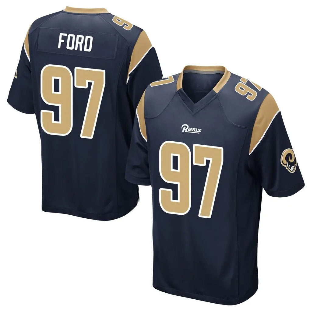 Choea LA.Rams #97 Poona Ford Player Navy Home Game Stitched Jerseys