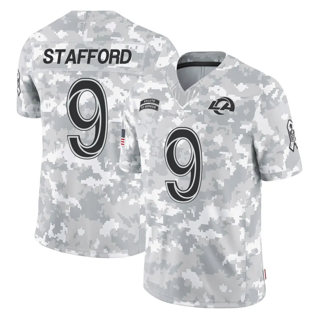 Choea LA.Rams #9 Matthew Stafford Player Arctic Camo Salute To Service Limited Game Stitched Jerseys