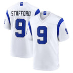 Choea LA.Rams #9 Matthew Stafford Player Fearsome White Home Game Stitched Jerseys
