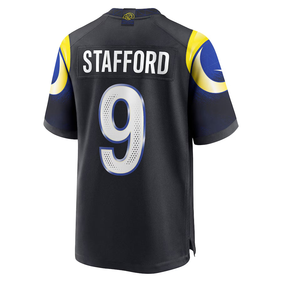 Choea LA.Rams #9 Matthew Stafford Player Midnight Blue Rivalries Collection Game Stitched Jerseys
