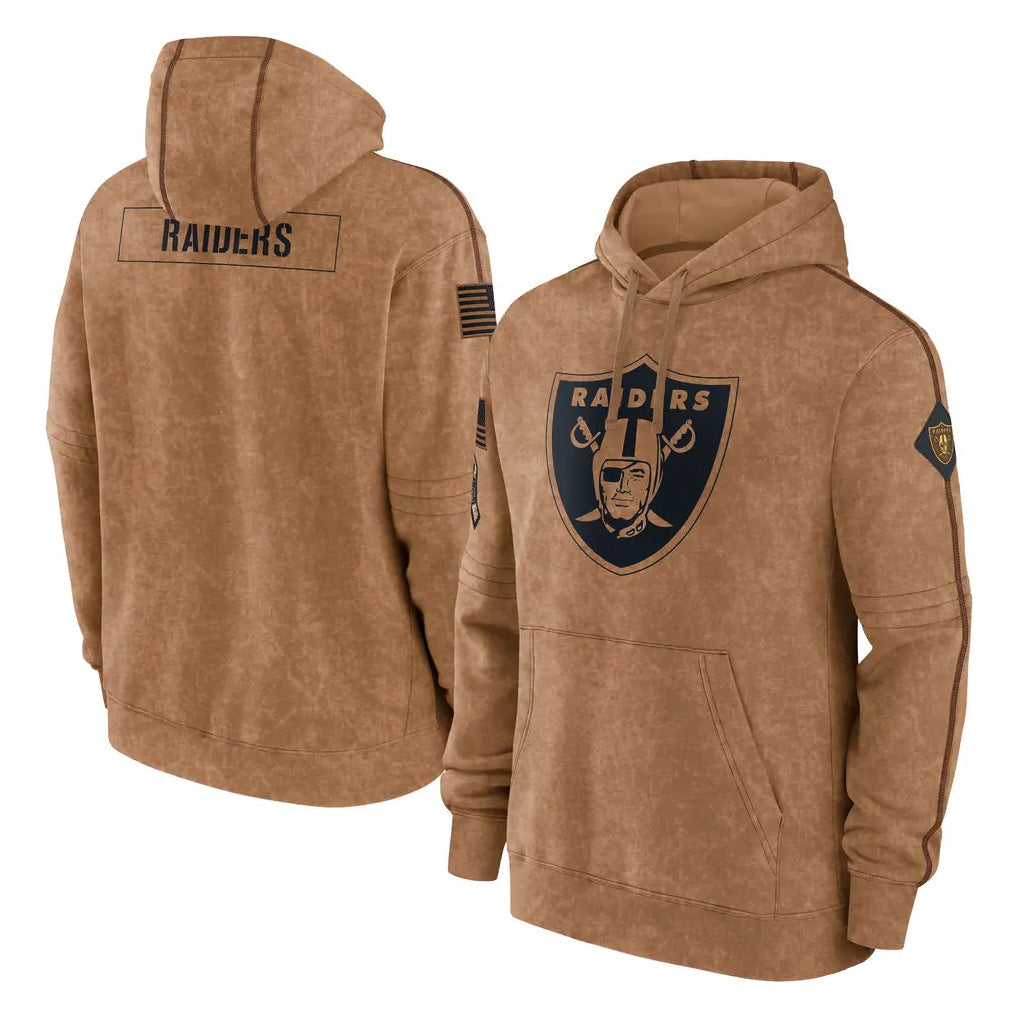 Choea LV.Raiders Brown Salute to Service Hoodies Limited Game Blank Player Stitched Jerseys