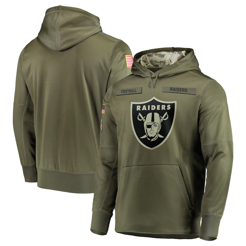 Choea LV.Raiders Olive Salute to Service Pullover Hoodies Home Game Blank Player Stitched Jerseys