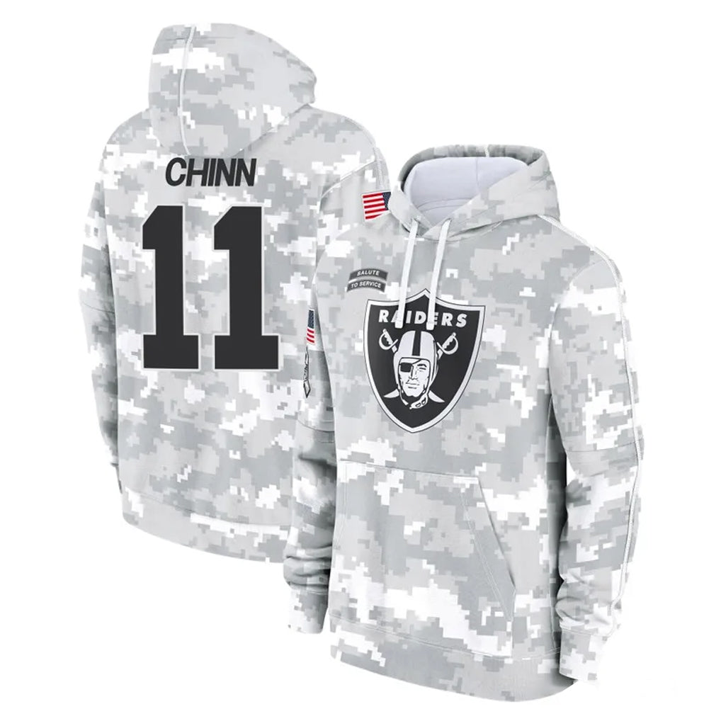 Choea LV.Raiders #11 Jeremy Chinn Player Arctic Camo Salute to Service Hoodies Limited Game Stitched Jerseys