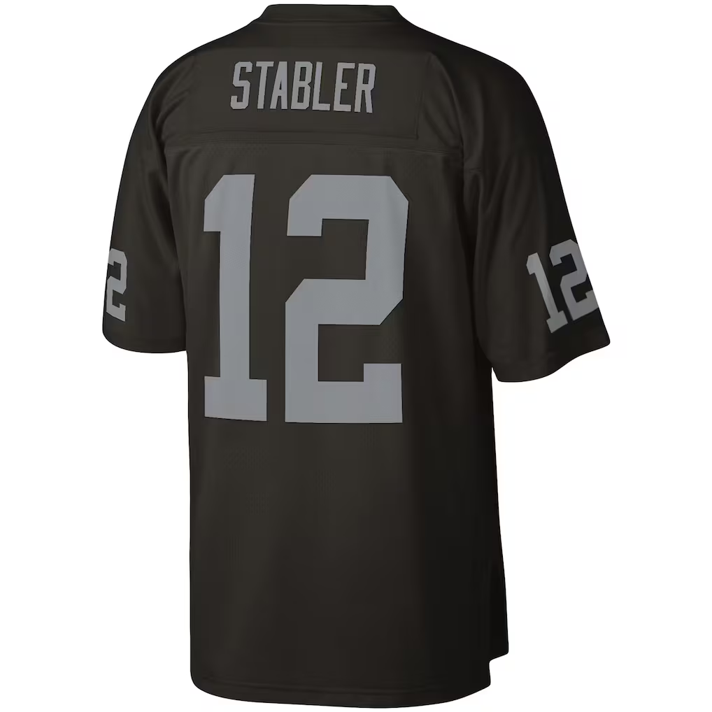 Choea LV.Raiders #12 Ken Stabler Mitchell & Ness Black Legacy Replica Jersey