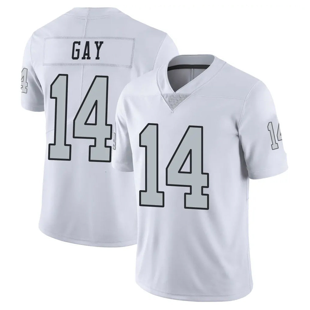 Choea LV.Raiders #14 Matt Gay Player White Limited Color Rush Home Game Stitched Jerseys