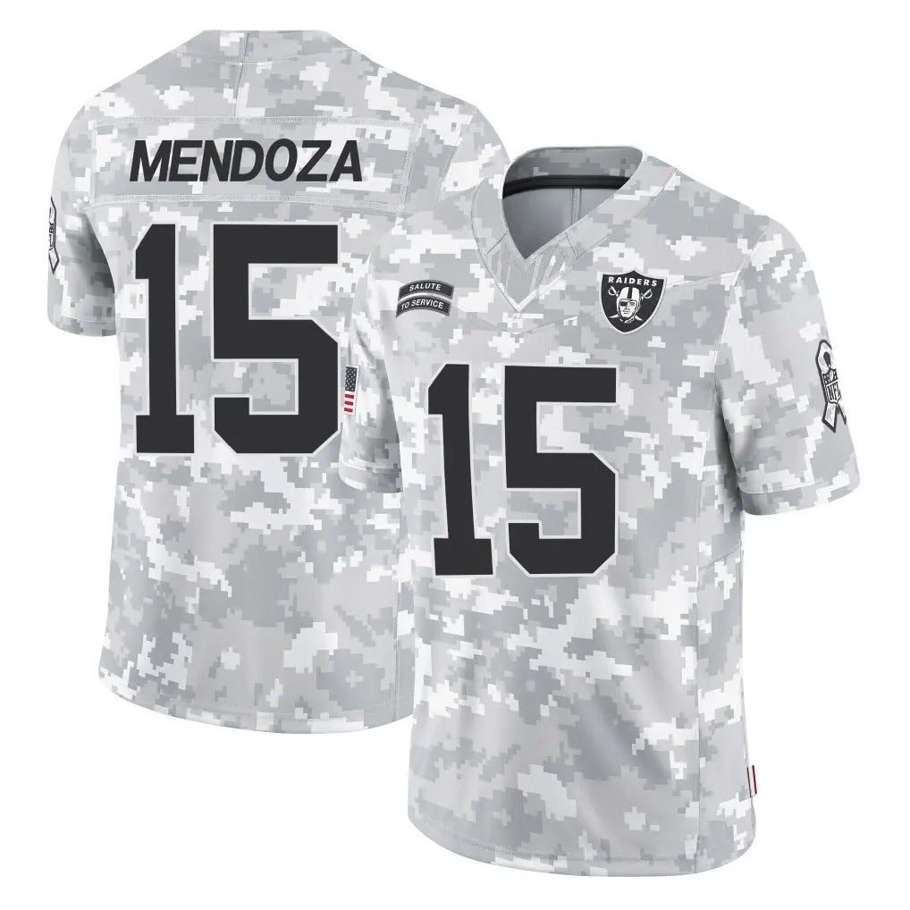 Choea LV.Raiders #15 Fernando Mendoza Player Arctic Camo Salute To Service Limited Game Stitched Jerseys