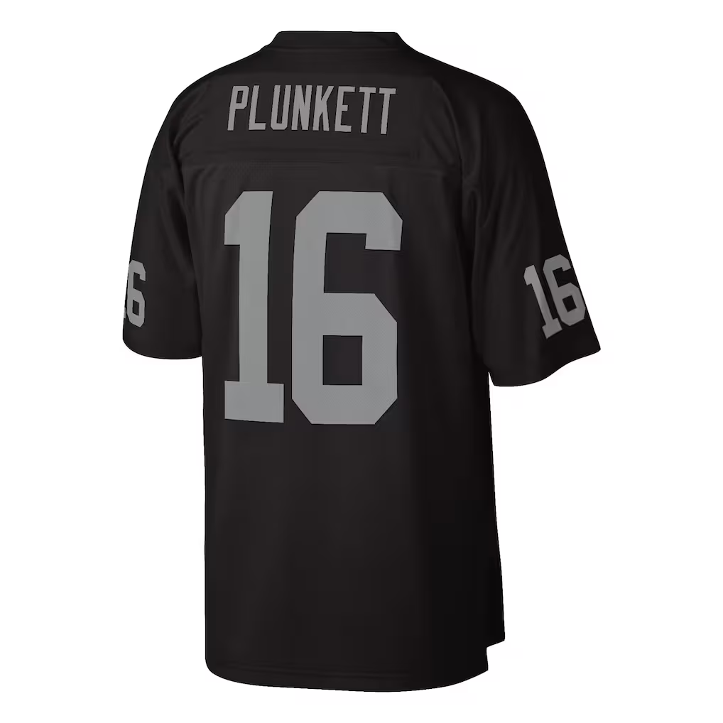 Choea LV.Raiders #16 Jim Plunkett Mitchell & Ness Black 1980 Legacy Replica Stitched Puhic Jersey