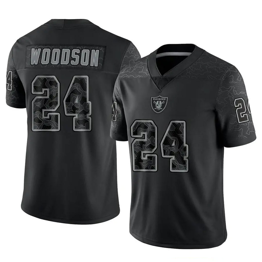 Choea LV.Raiders #24 Charles Woodson Player RFLCTV Limited Black Stitched Jerseys