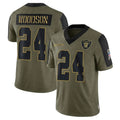 Choea LV.Raiders #24 Charles Woodson Player Salute To Service Olive Stitched Jerseys