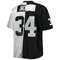 Choea LV.Raiders #34 Bo Jackson Mitchell & Ness BlackSilver Big & Tall Split Legacy Retired Player Replica Jerseys