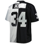 Choea LV.Raiders #34 Bo Jackson Mitchell & Ness BlackSilver Big & Tall Split Legacy Retired Player Replica Jerseys