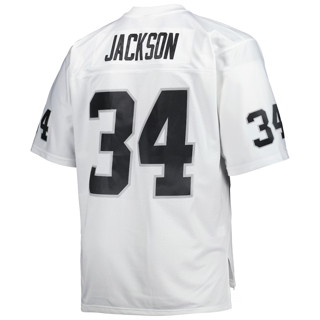 Choea LV.Raiders #34 Bo Jackson Mitchell & Ness White Big & Tall 1988 Retired Player Replica Stitched Puhic Jersey