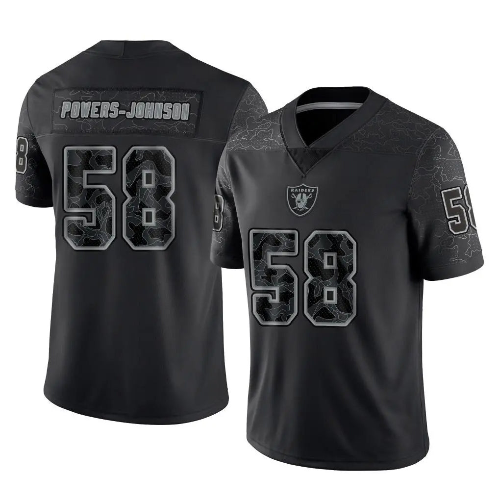 Choea LV.Raiders #58 Jackson Powers-Johnson Player Black Reflective Limited Game Stitched Jerseys