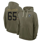 Choea LV.Raiders #65 Tyler Linderbaum Player Olive Salute to Service Pullover Hoodies Limited Stitched Jerseys