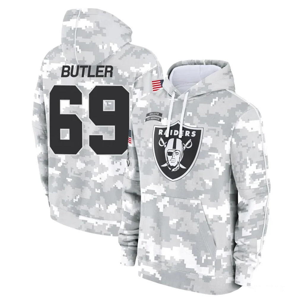 Choea LV.Raiders #69 Adam Butler Player Arctic Camo Salute to Service Hoodies Limited Game Stitched Jerseys