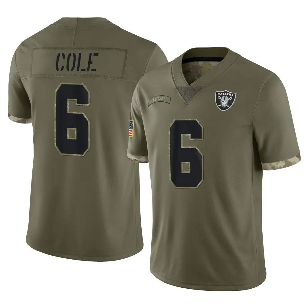 Choea LV.Raiders #6 A.J. Cole Player Olive Salute To Service Limited Stitched Jerseys