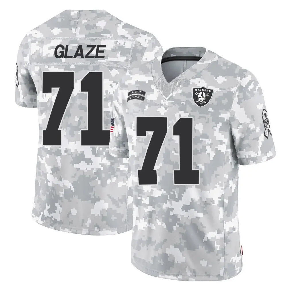 Choea LV.Raiders #71 DJ Glaze Player Arctic Camo Salute To Service Limited Game Stitched Jerseys