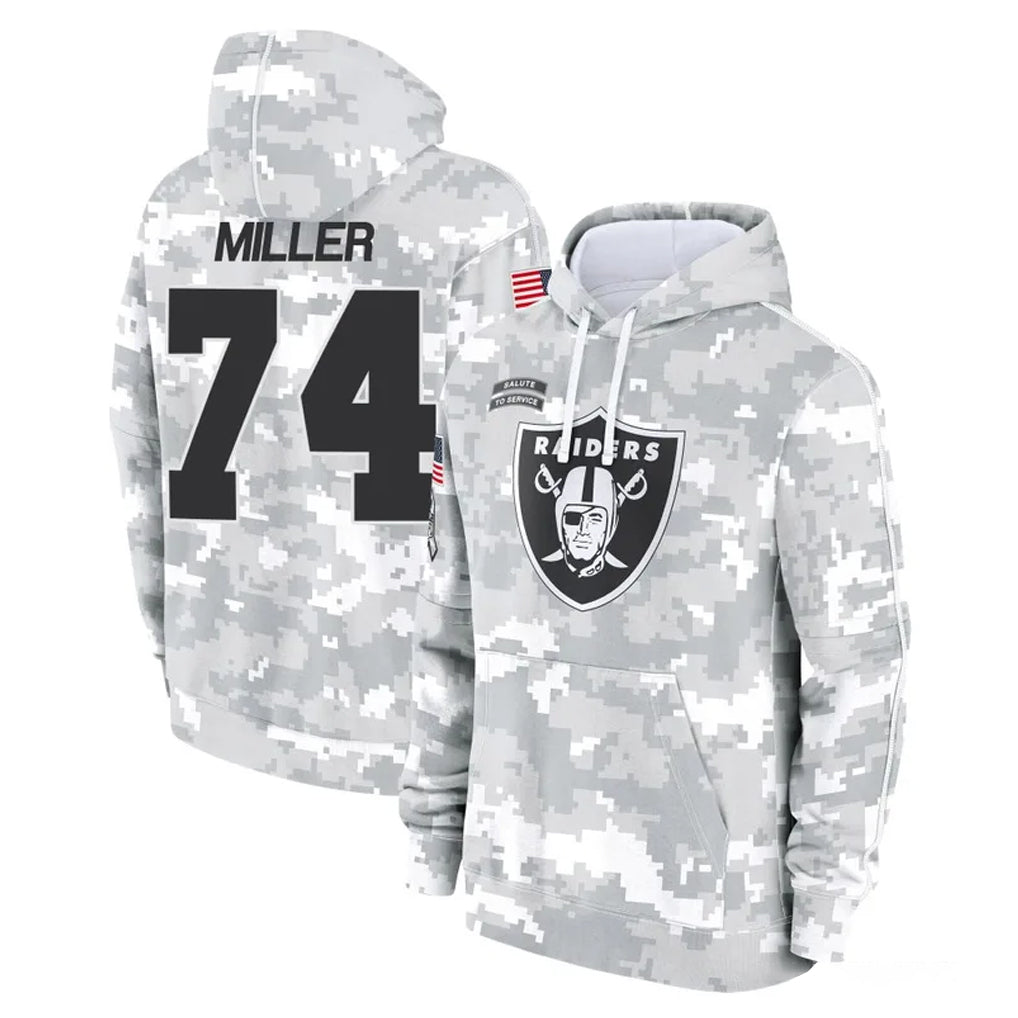 Choea LV.Raiders #74 Kolton Miller Player Arctic Camo Salute to Service Hoodies Limited Game Stitched Jerseys