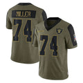 Choea LV.Raiders #74 Kolton Miller Player Olive Salute To Service Limited Game Stitched Jerseys