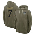 Choea LV.Raiders #7 Quay Walker Player Olive Salute to Service Pullover Hoodies Limited Stitched Jerseys