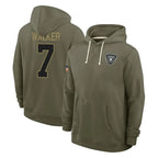 Choea LV.Raiders #7 Quay Walker Player Olive Salute to Service Pullover Hoodies Limited Stitched Jerseys