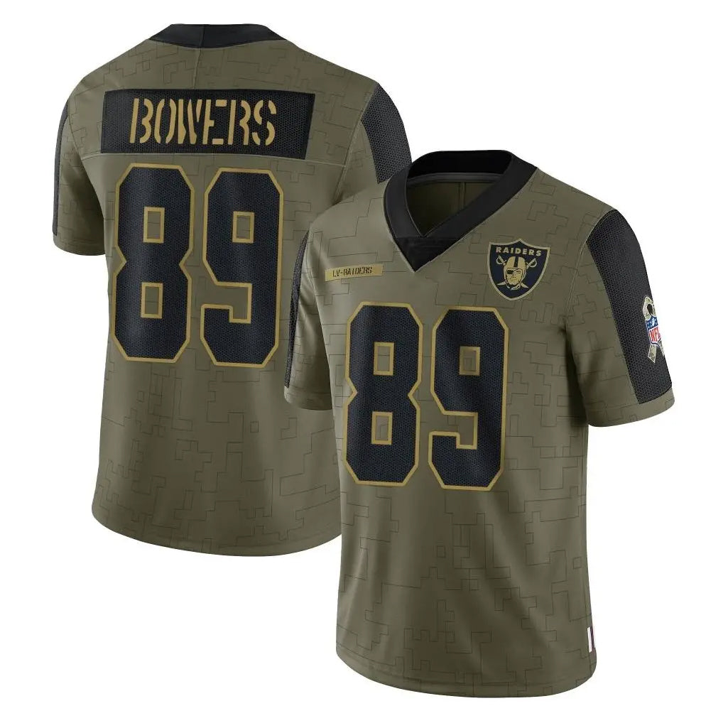 Choea LV.Raiders #89 Brock Bowers Player Olive Salute To Service Limited Game Stitched Jerseys