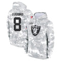 Choea LV.Raiders #8 Kirk Cousins Player Arctic Camo Salute to Service Hoodies Limited Game Stitched Jerseys