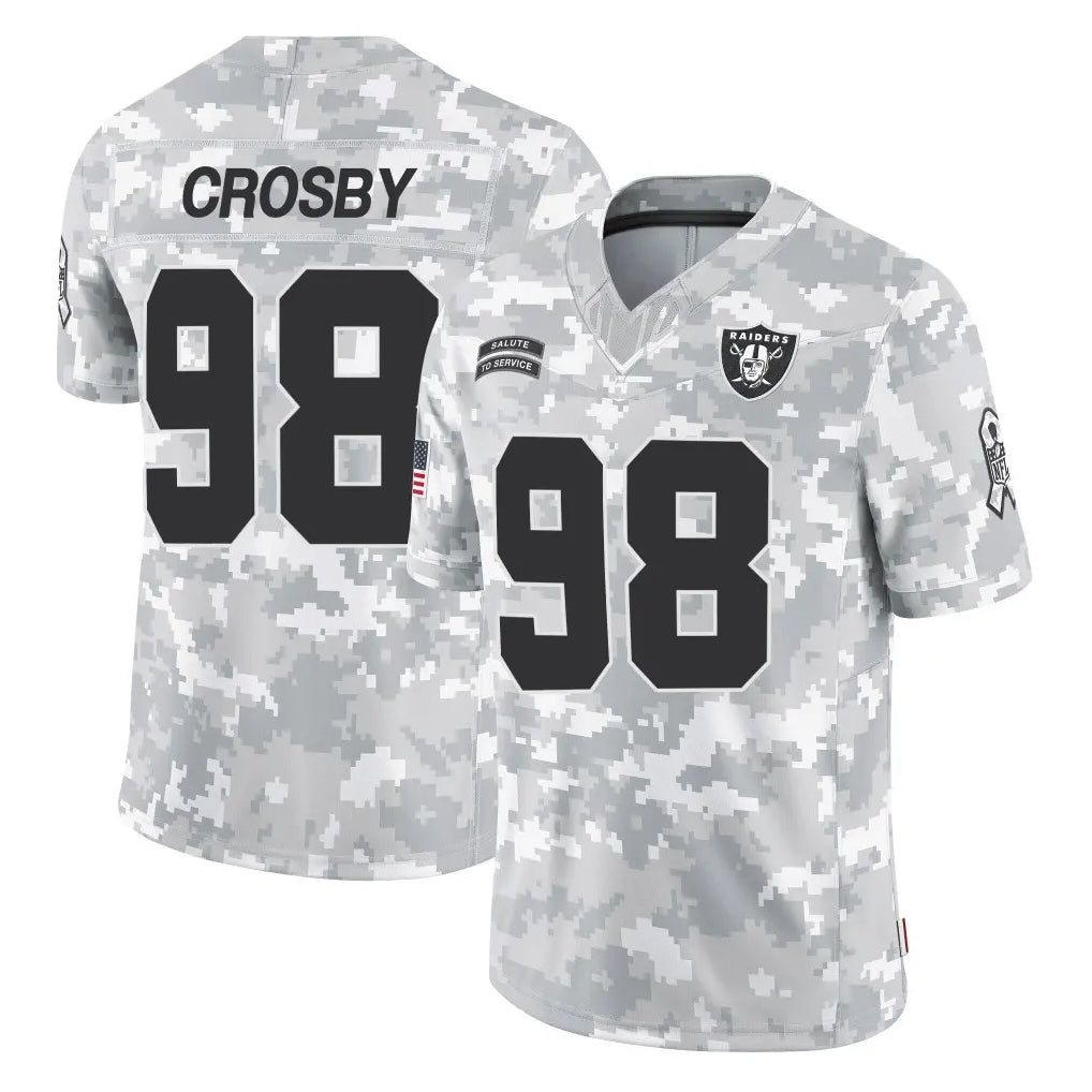 Choea LV.Raiders #98 Maxx Crosby Player Arctic Camo Salute To Service Limited Game Stitched Jerseys