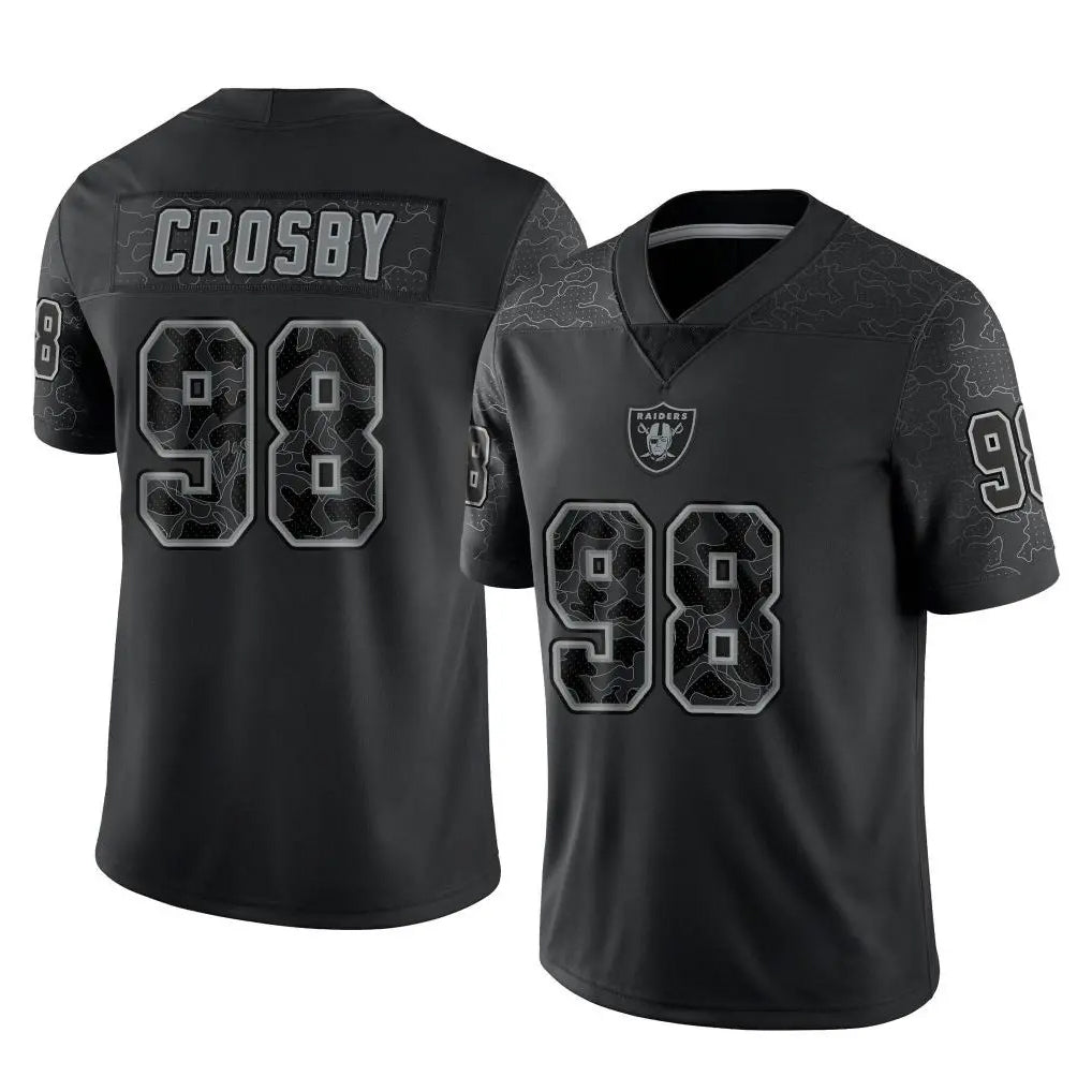 Choea LV.Raiders #98 Maxx Crosby Player Black Reflective Limited Game Stitched Jerseys
