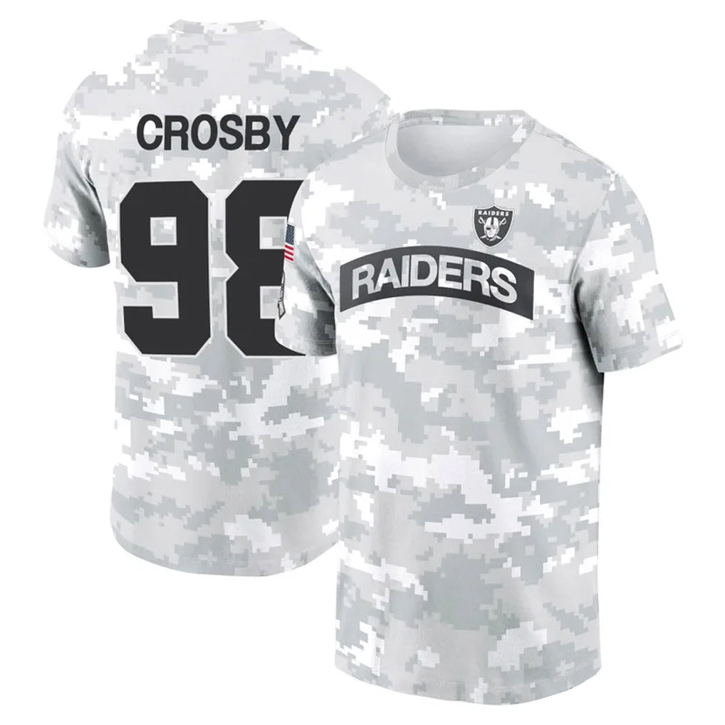 Choea LV.Raiders #98 Maxx Crosby Player Black Salute to Service T-Shirts Stitched Jerseys