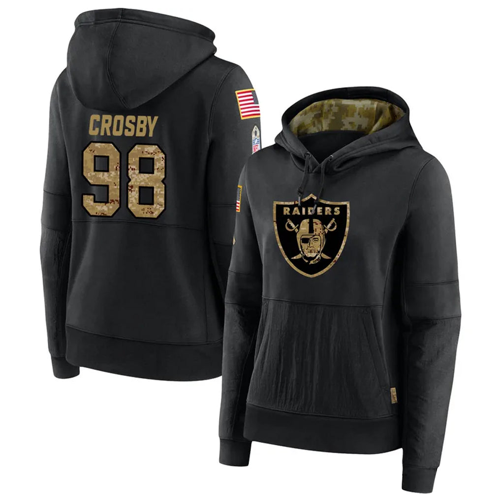 Choea LV.Raiders #98 Maxx Crosby Player Salute to Service Black Hoodies Stitched Jerseys