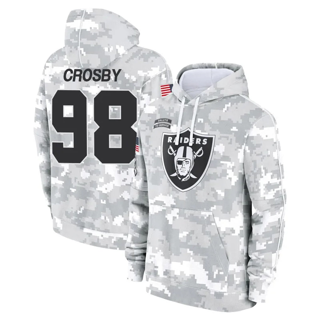 Choea LV.Raiders #98 Maxx Crosby Player Salute to Service Hoodies Stitched Jerseys