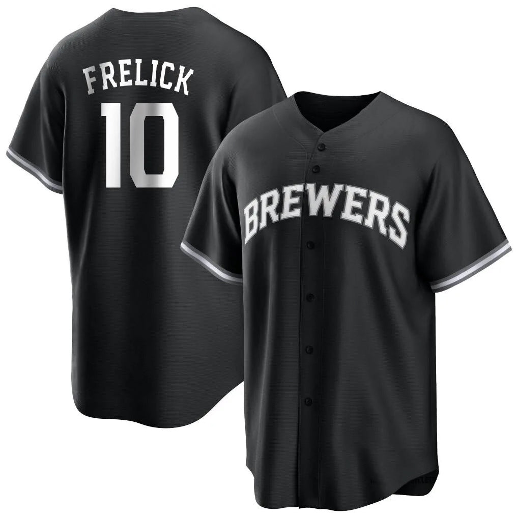 Choea M.Brewers #10 Sal Frelick Player Black Game Home Stitched Jerseys