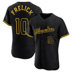 Choea M.Brewers #10 Sal Frelick Player Black Snake Skin City Home Limited Elite Stitched Jerseys