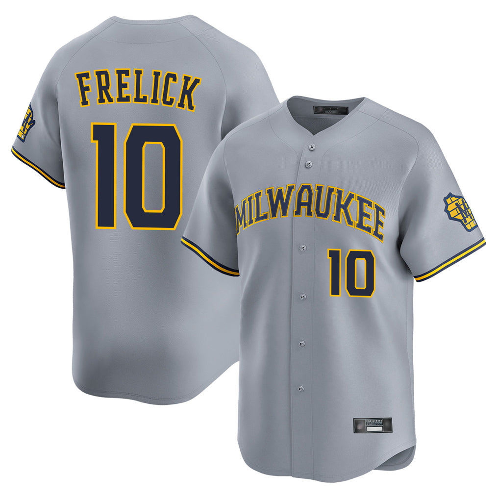 Choea M.Brewers #10 Sal Frelick Player Gray Home Limited Stitched Jerseys