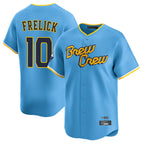 Choea M.Brewers #10 Sal Frelick Player Light Blue Road Stadium Game Stitched Jerseys