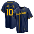 Choea M.Brewers #10 Sal Frelick Player Navy Home Game Stitched Jerseys