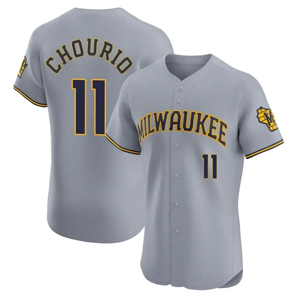 Choea M.Brewers #11 Jackson Chourio Player Gray Home Limited Elite Stitched Jerseys