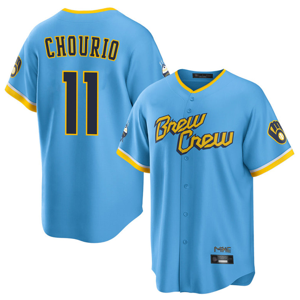 Choea M.Brewers #11 Jackson Chourio Player Light Blue City Connect Home Game Stitched Jerseys