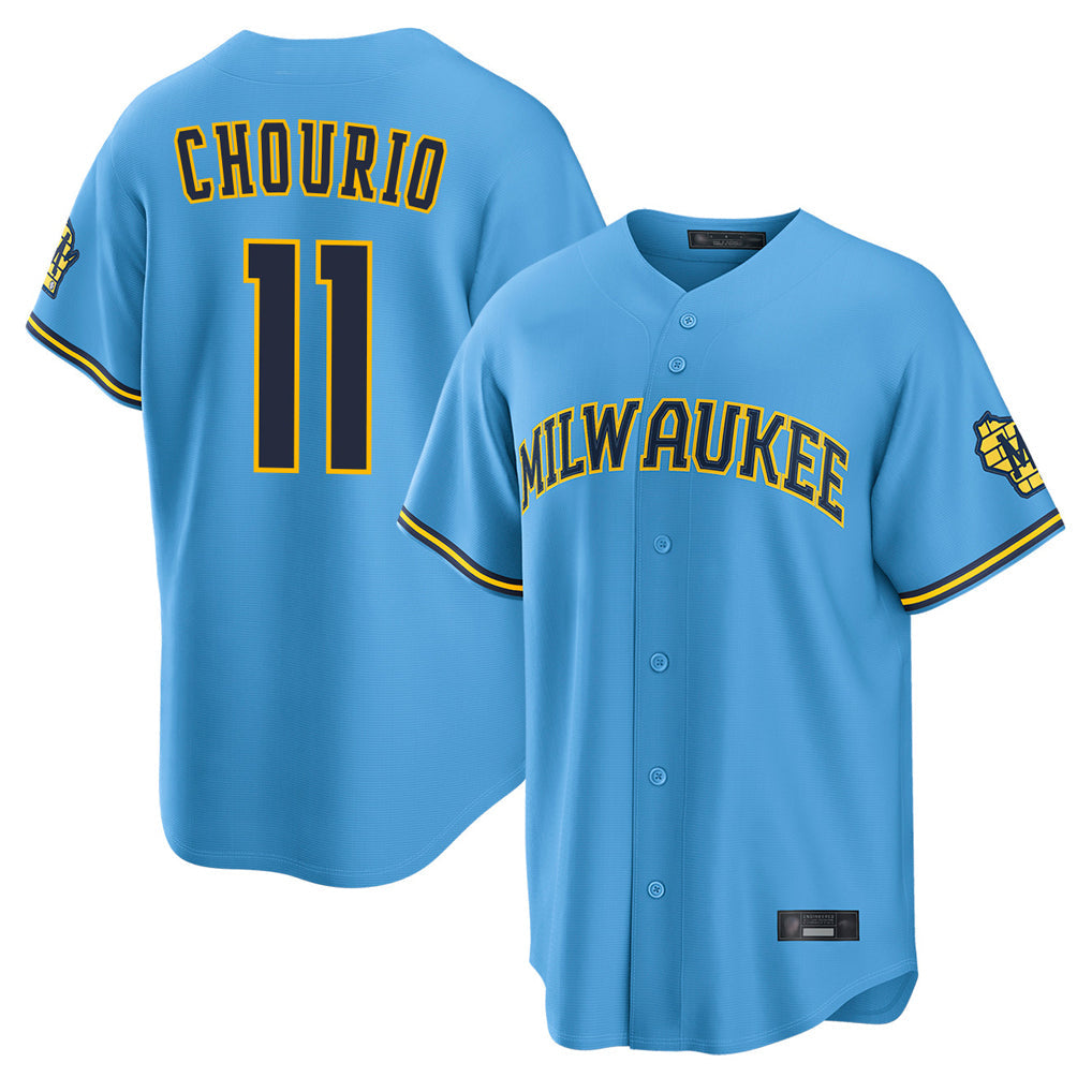 Choea M.Brewers #11 Jackson Chourio Player Light Blue Road Stadium Game Stitched Jerseys