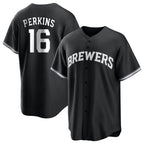 Choea M.Brewers #16 Blake Perkins Player Black Game Home Stitched Jerseys