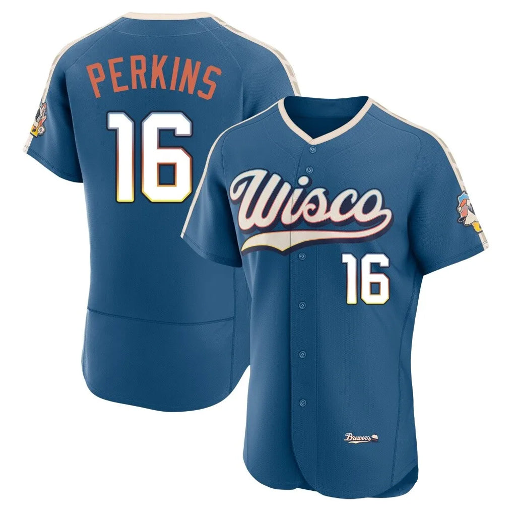 Choea M.Brewers #16 Blake Perkins Player Blue 2026 City Connect Home Limited Elite Stitched Jerseys