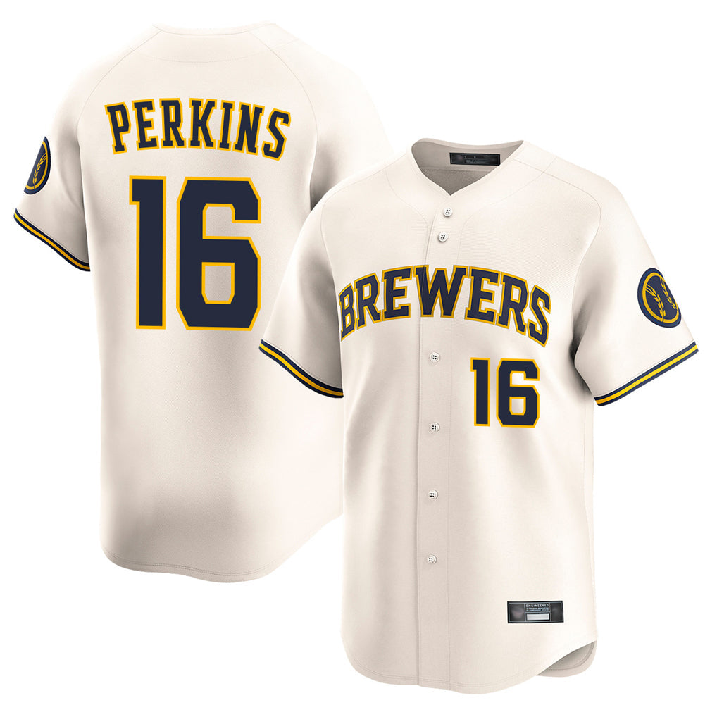 Choea M.Brewers #16 Blake Perkins Player Cream Home Limited Game Stitched Jerseys