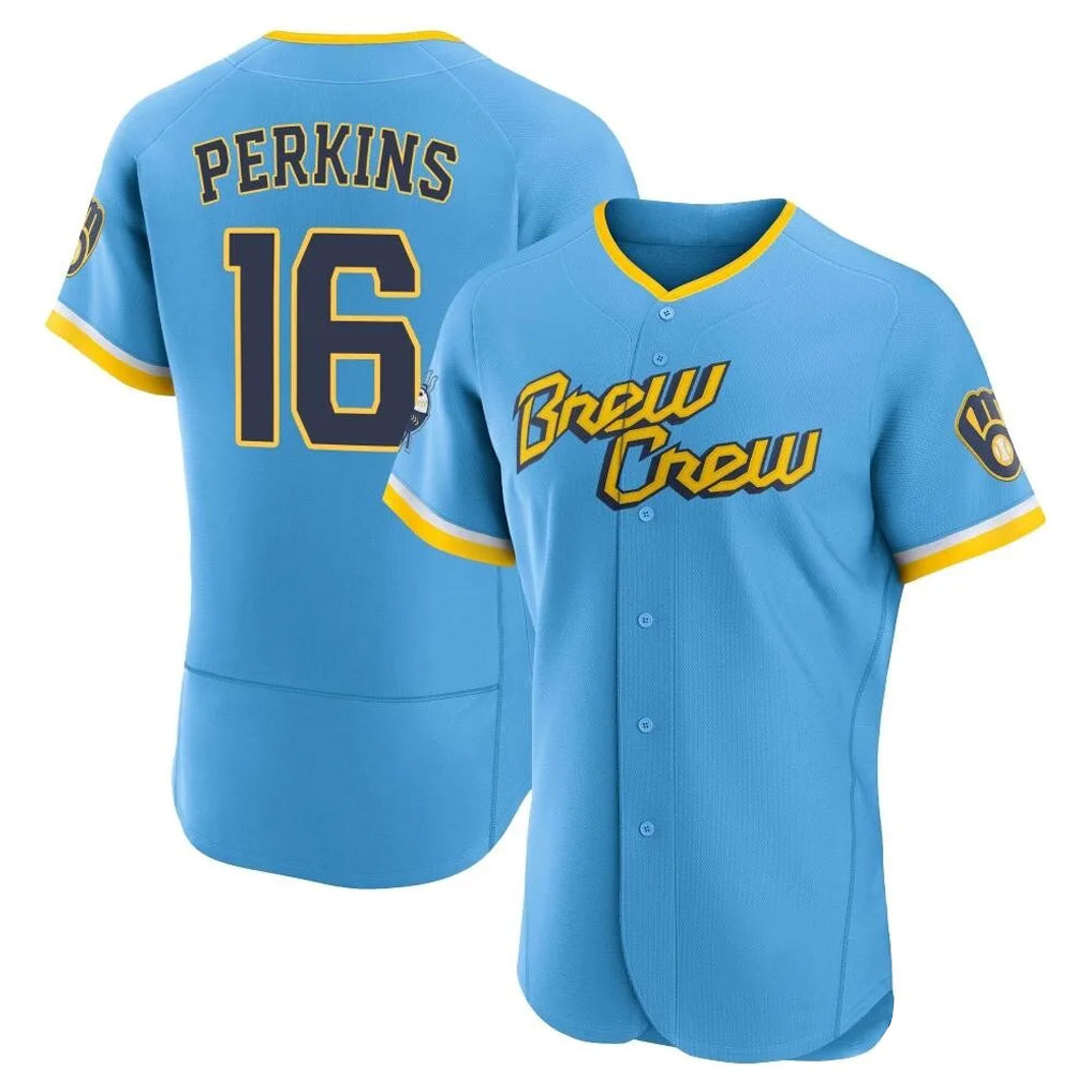 Choea M.Brewers #16 Blake Perkins Player Light Blue City Connect Home Limited Elite Stitched Jerseys