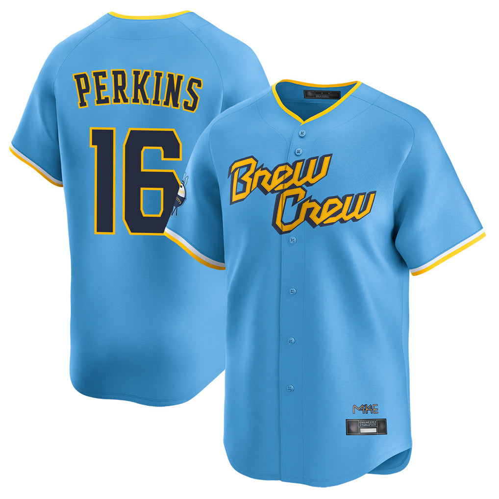 Choea M.Brewers #16 Blake Perkins Player Light Blue City Connect Home Limited Stitched Jerseys