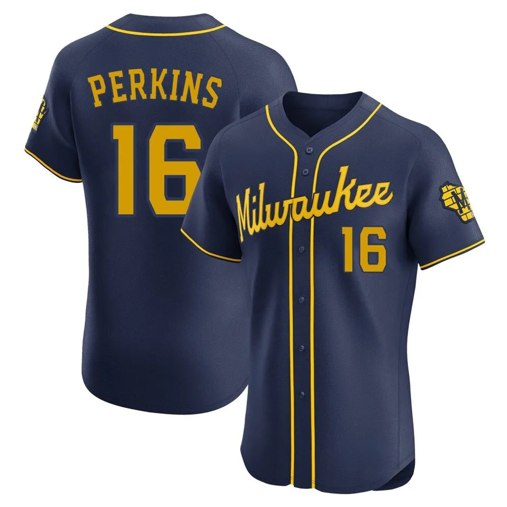 Choea M.Brewers #16 Blake Perkins Player Navy Home Limited Elite Stitched Jerseys