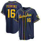 Choea M.Brewers #16 Blake Perkins Player Navy Home Stadium Game Stitched Jerseys